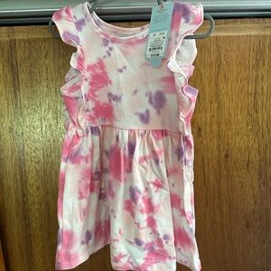 Cat and Jack toddler girl dress Size 2T tye dye pink white purple